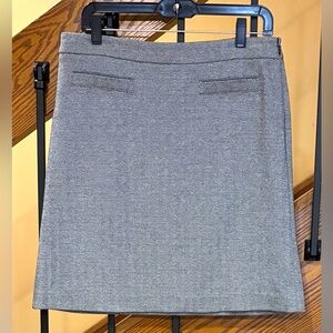talbots herringbone Knit Skirt A-Line Faux Pockets Black Blue Ivory SZ.  8P